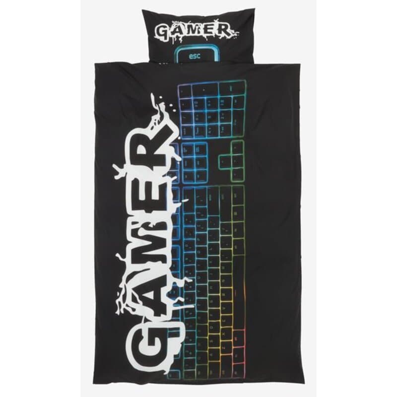 Dečija posteljina GAMER 140x200 crna Jastučnica i jorganska navlaka