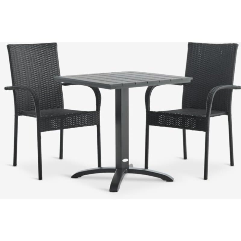 D70 baštenski set – sto i 2 stolice, crna