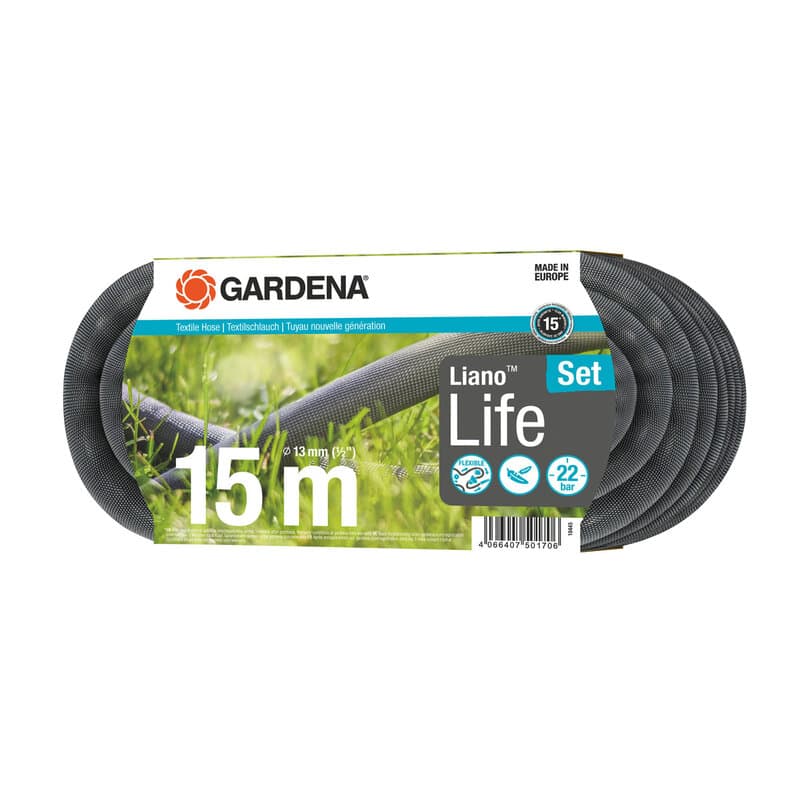 Gardena tekstilno baštensko crevo Liano Life 15 m set GA 18445-20