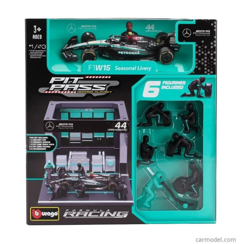 Burago Formula Pit Pass diorama 1:43 – Mercedes-AMG Petronas F1 W15 Team