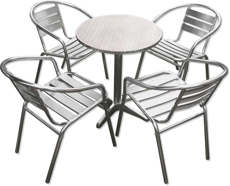 Aluminijumska Baštenska Garnitura 4 Stolice i Stočić