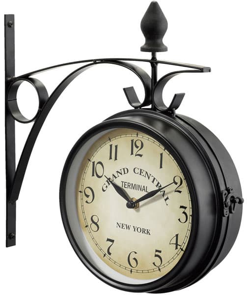 Zidni sat Stanični Dvostrani 21cm crni