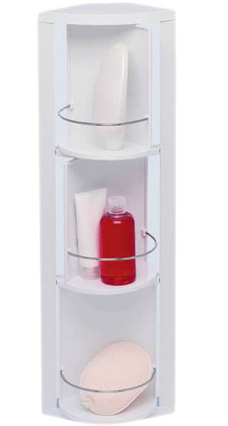 Ugaona polica za kupatilo sa tri rotirajuća odeljka bela-providna 24S0116