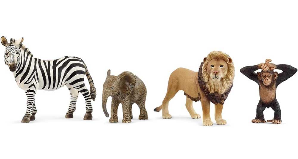 Schleich® Figure Divlje životinje Afričke životinje - Lav, zebra, slon, šimpanza 42721