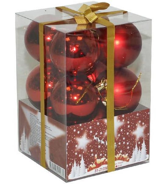 Novogodišnji ukrasi za jelku 12 crvenih kugli 6cm
