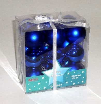 Novogodišnji ukrasi Plave kugle za jelku 6cm 18kom 51-204000