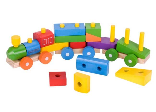 Vozić od drvenih kockica Pino Toys express 7265-1