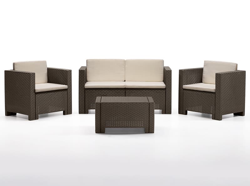 Baštenska Garnitura Colorado Braon - 2 Fotelje, Dvosed i Sto