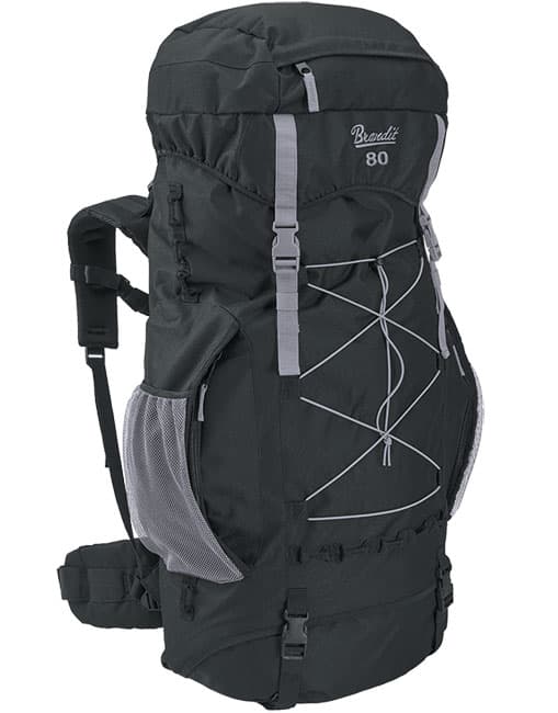 Planinarski ranac Brandit Aviator sa ojačanjima 80 litara crni BR 8017