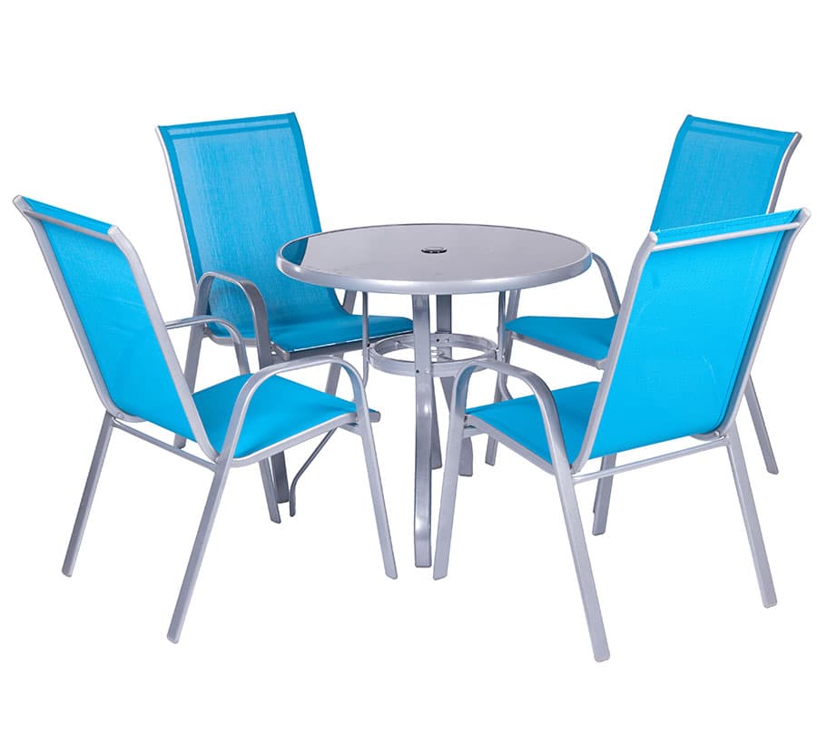 Garnitura Za Terasu od Metala, Tekstila i Stakla - Como Blue