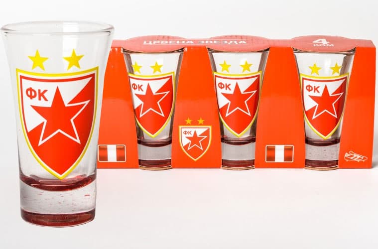 Staklene čašice za rakiju Crvena Zvezda 300806