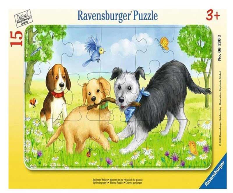 Ravensburger puzzle 15 delova -Štenci se igraju 06130