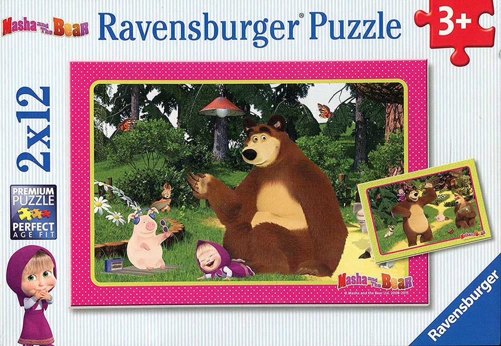 Ravensburger puzzle Dečije puzle - 2x12 - Maša i medved - Playing In The Forest 2x12 delova RA07585