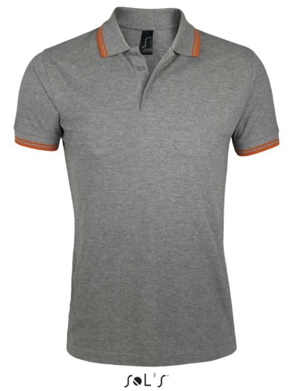 Polo majica za muškarce veličina S Sols Pasadena Melange Grey/Orange 00577