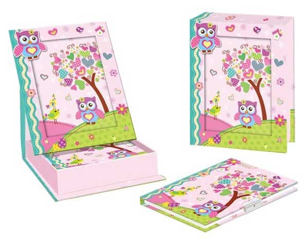 Dnevnik s ključićem u foto kutiji sova i ptičica 0181222