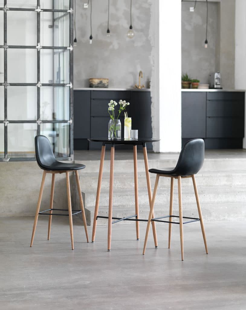 Komplet 2 Barske Stolice i Sto Sampe Black