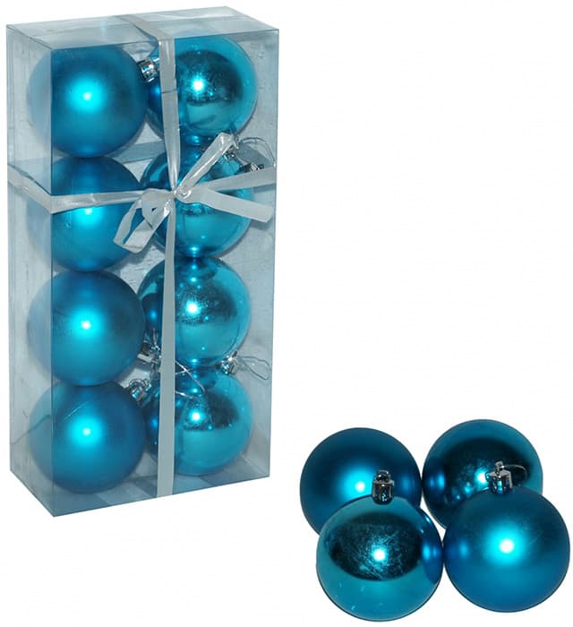 Ukrasi Za Jelku 8 komada - Kugle 7 cm Tirkizne