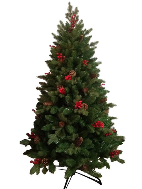 Novogodišnja jelka sa šišarkama i crvenim bobicama 240cm 180880