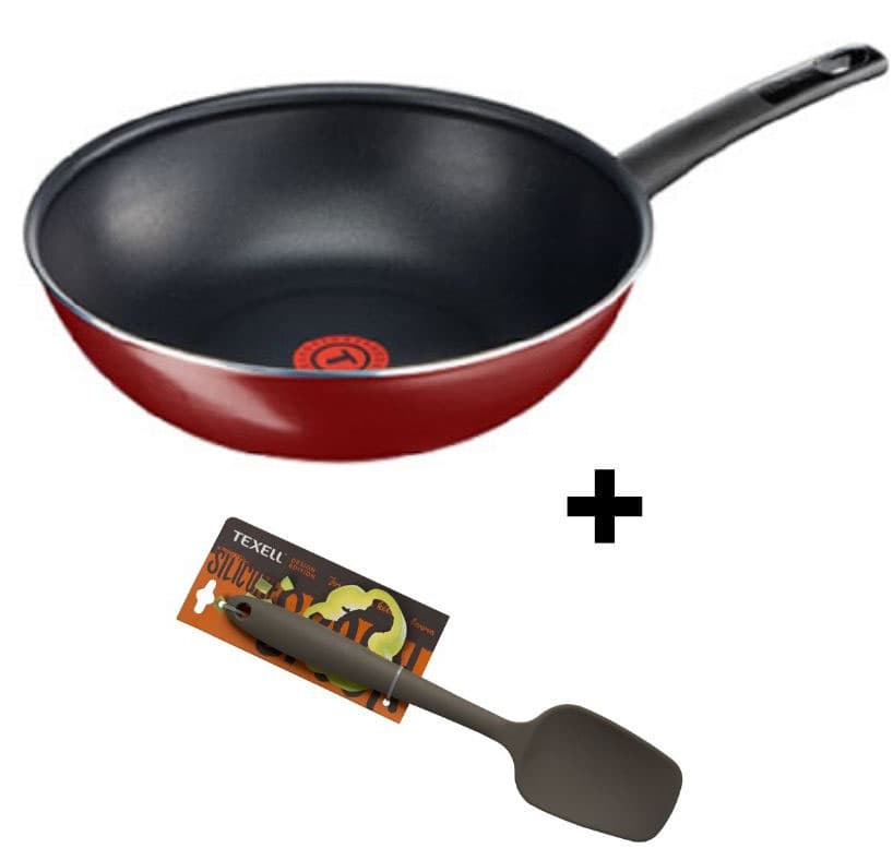 Tiganj Tefal First cook red bugatti wok 8CM+silikonska kašika TS-KV4129Z