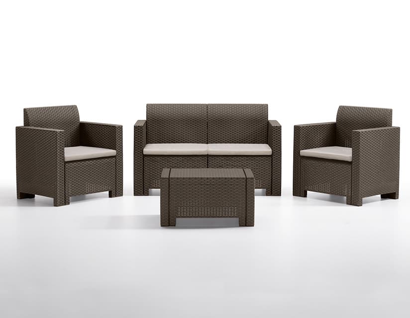 Baštenska Garnitura Nebraska 2 Braon - Dvosed, 2 Fotelje i Sto