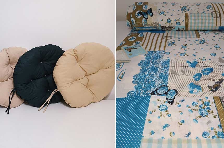 Okrugli jastuk sedalica za stolice 50 cm - Blue Patchwork