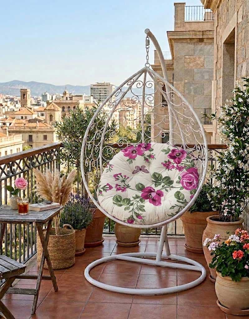 Jastuk Za Jaje Baštensku Ljuljašku - 140 cm - Pink Flowers